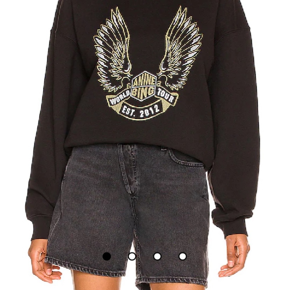 Anine Bing Black Sweatshirt with Gold and White Graphic